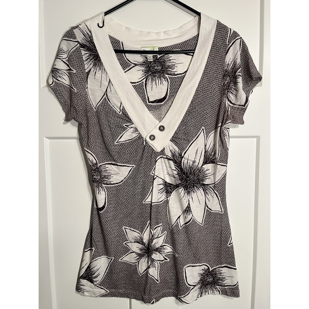Porridge Anthropologie Floral Top Medium M Supima Cotton Modal V-Neck